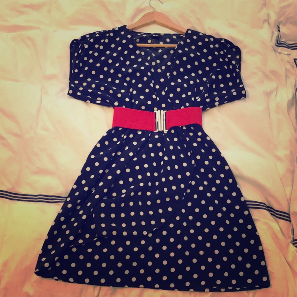 H&M Navy Polka Dot Dress